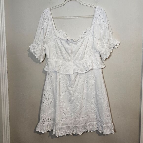 Lost + Wander White Eyelet Petals of the Sky Mini Dress Cotton Bridal Si… - Picture 8 of 12